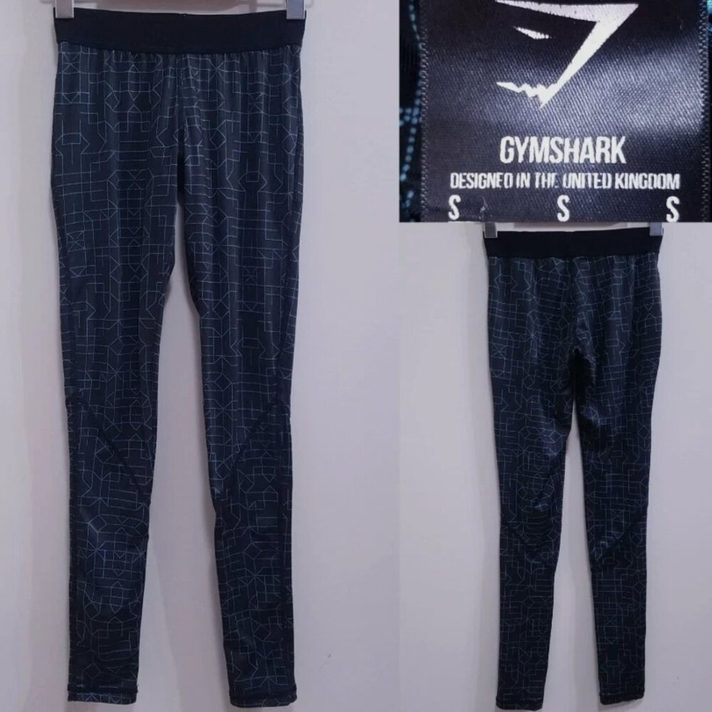 GymShark Skinny Tights Size Small 4 - 6 Pants Light Blue Teal 27Inseam " Black